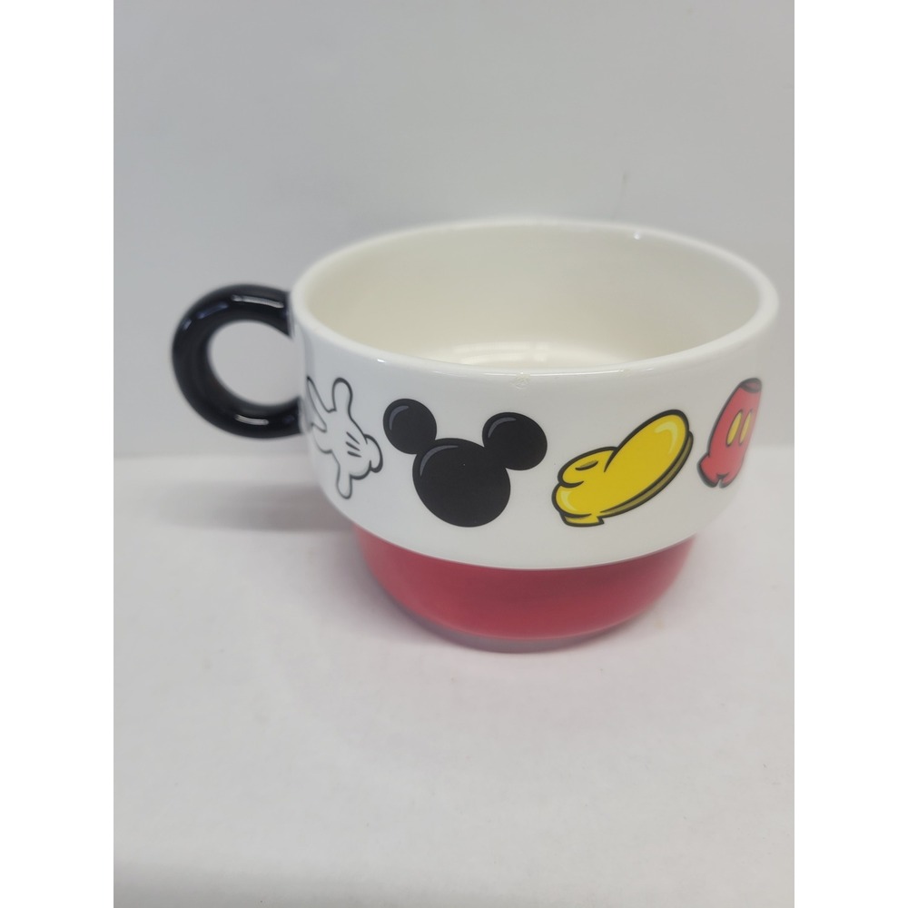 Disney Parks Mickey Mouse Ceramic Coffee Mug Red White Graphic Souvenir Cup